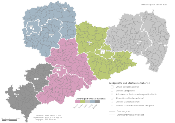 Vorschaubild Karte Landgerichte und Staatsanwaltschaften